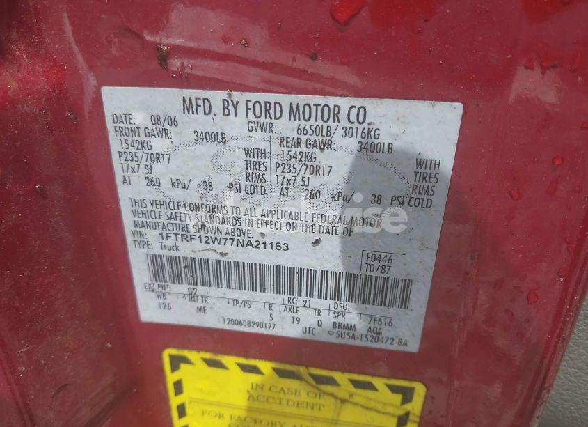 Photo 9 of 2007 Ford F-150 STX/XL/XLT (VIN 1FTRF12W77NA21163)