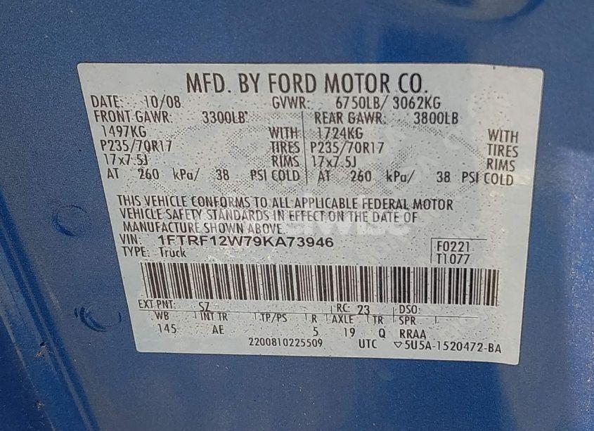 Photo 9 of 2009 Ford F-150 STX/XL/XLT (VIN 1FTRF12W79KA73946)