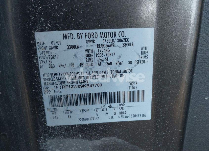 Photo 9 of 2009 Ford F150 N/A (VIN 1FTRF12W89KB47780)