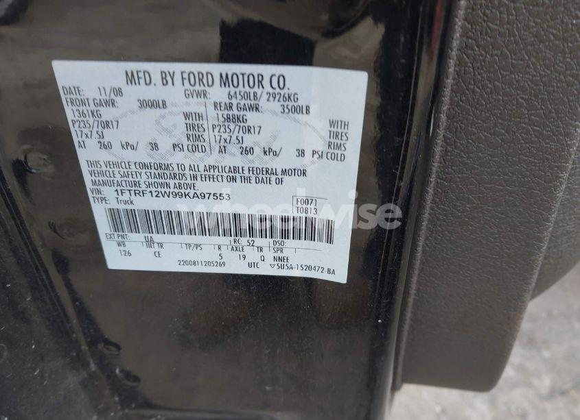 Photo 9 of 2009 Ford F-150 STX/XL/XLT (VIN 1FTRF12W99KA97553)