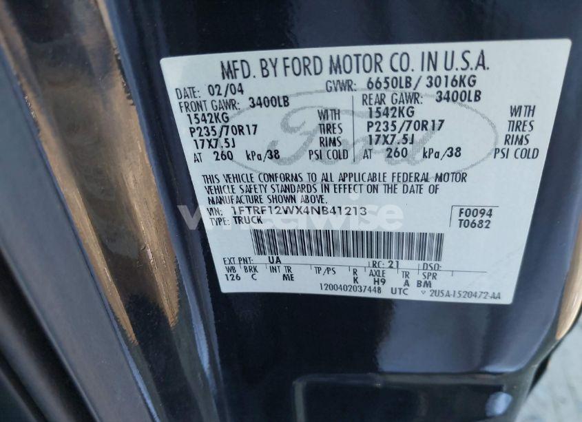 Photo 9 of 2004 Ford F-150 STX/XL/XLT (VIN 1FTRF12WX4NB41213)