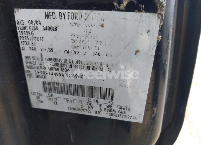 Photo 9 of 2004 Ford F-150 STX/XL/XLT (VIN 1FTRF14W54NC69601)