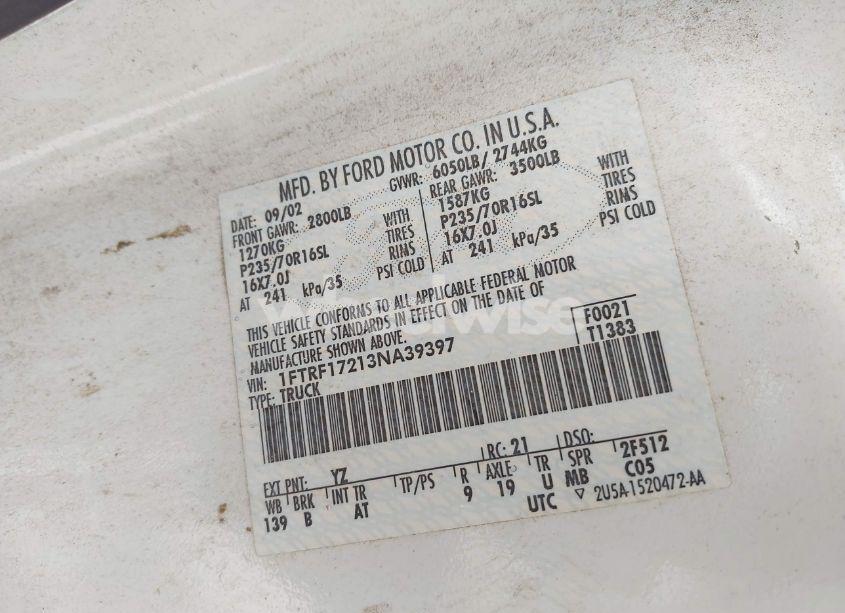 Photo 9 of 2003 Ford F-150 XL/XLT (VIN 1FTRF17213NA39397)