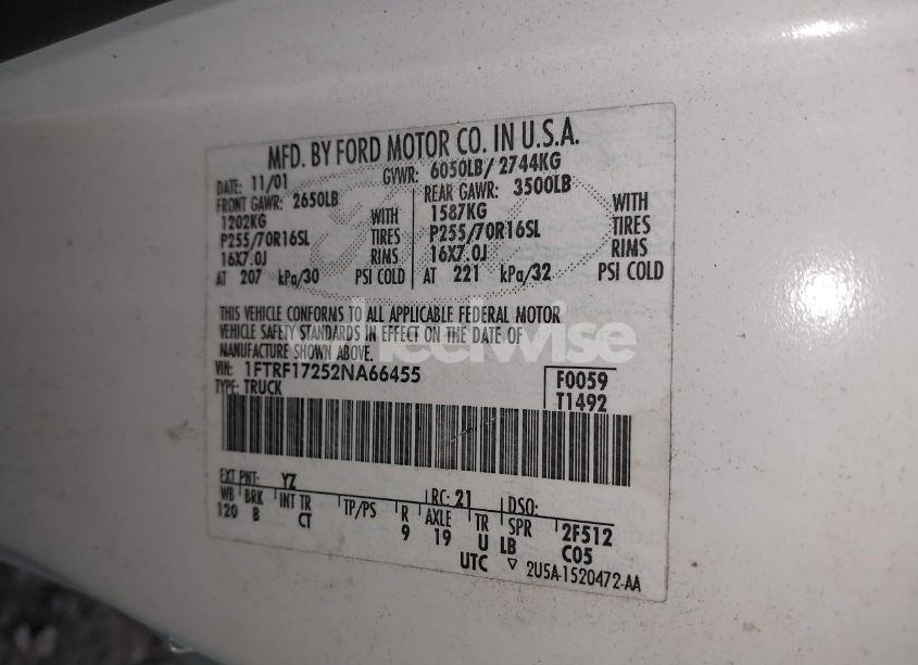 Photo 9 of 2002 Ford F-150 XL/XLT (VIN 1FTRF17252NA66455)