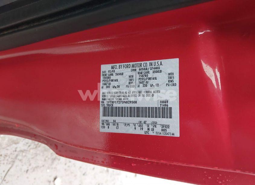 Photo 9 of 2003 Ford F-150 XL/XLT (VIN 1FTRF17273NB29508)