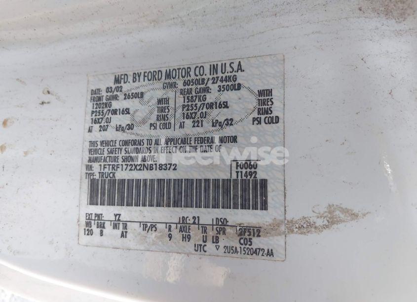 Photo 9 of 2002 Ford F-150 XL/XLT (VIN 1FTRF172X2NB18372)