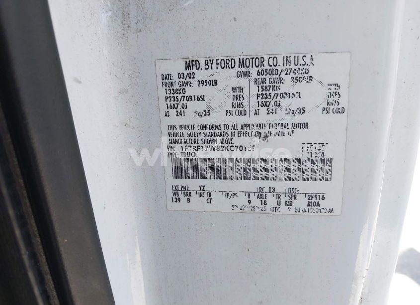 Photo 9 of 2002 Ford F-150 XL/XLT (VIN 1FTRF17W82KC70168)