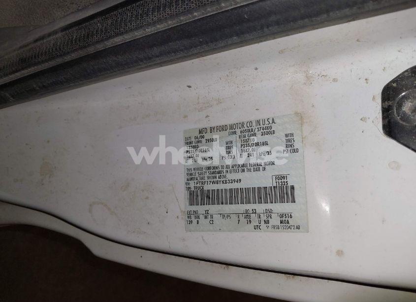 Photo 9 of 2000 Ford F-150 WORK SERIES/XL/XLT (VIN 1FTRF17W8YKB33949)