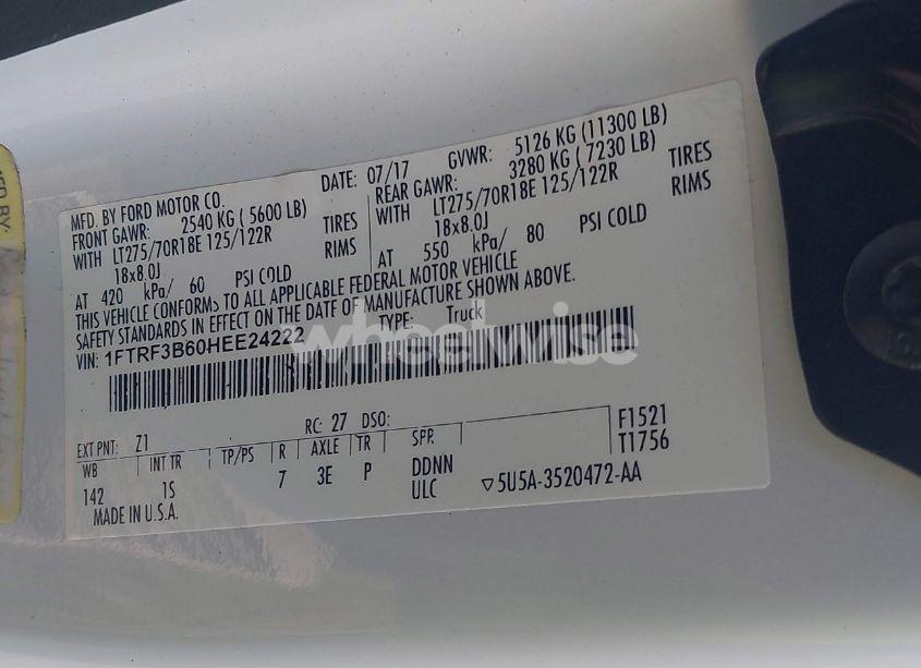 Photo 8 of 2017 Ford F-350 XL (VIN 1FTRF3B60HEE24222)