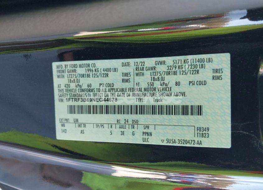 Photo 9 of 2022 Ford F-350 XL (VIN 1FTRF3B69NEG44678)