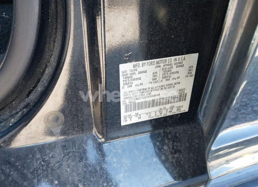 Photo 9 of 2003 Ford F-150 LARIAT (VIN 1FTRW07333KB84848)