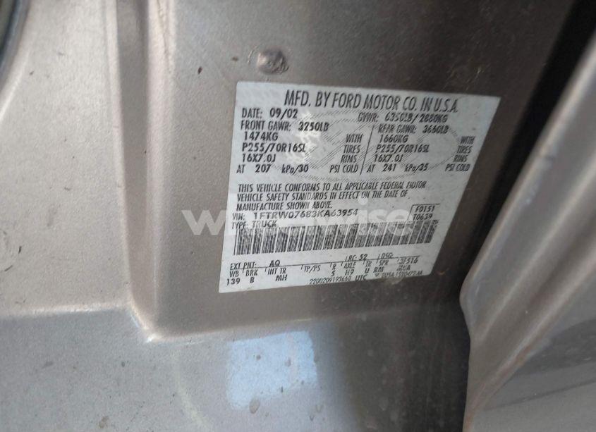 Photo 9 of 2003 Ford F150 SUPERCREW (VIN 1FTRW07683KA63954)