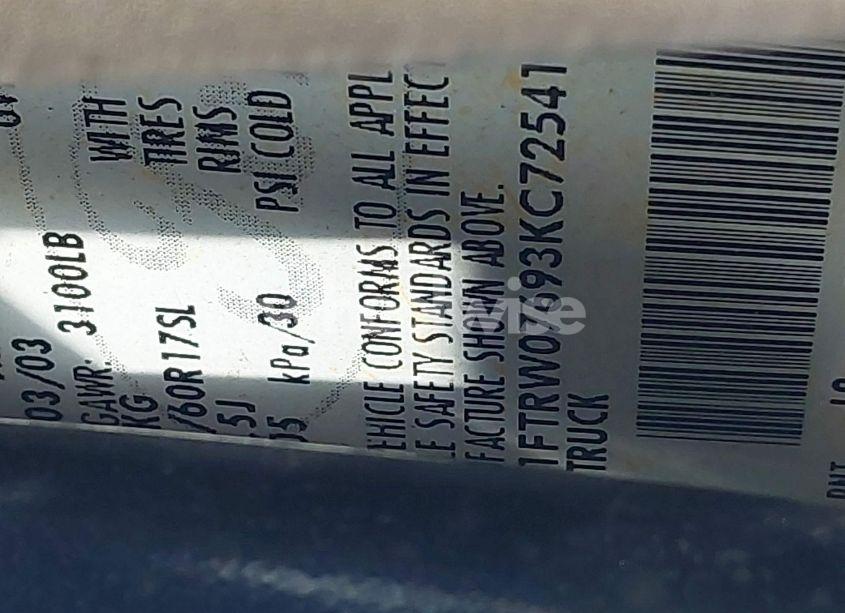 Photo 9 of 2003 Ford F-150 LARIAT/XLT (VIN 1FTRW07693KC72541)