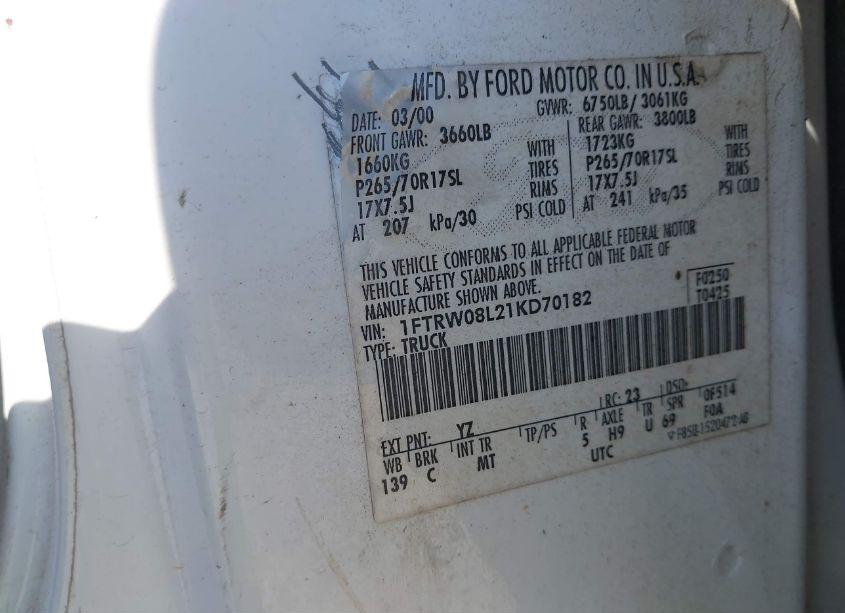Photo 9 of 2001 Ford F-150 KING RANCH EDITION/LARIAT/XLT (VIN 1FTRW08L21KD70182)