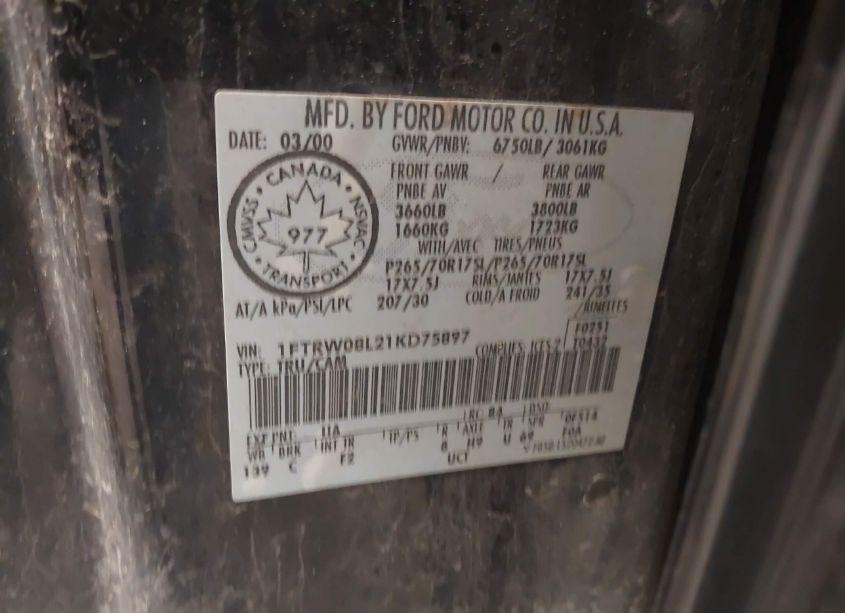 Photo 9 of 2001 Ford F-150 KING RANCH EDITION/LARIAT/XLT (VIN 1FTRW08L21KD75897)