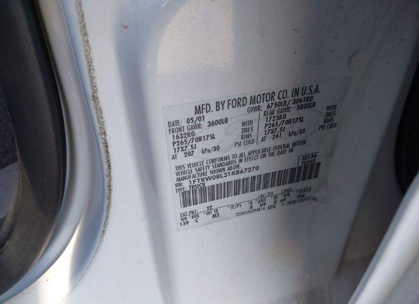 Photo 9 of 2001 Ford F-150 KING RANCH EDITION/LARIAT/XLT (VIN 1FTRW08L31KB67270)