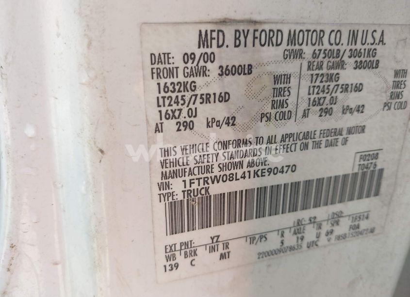 Photo 9 of 2001 Ford F-150 KING RANCH EDITION/LARIAT/XLT (VIN 1FTRW08L41KE90470)