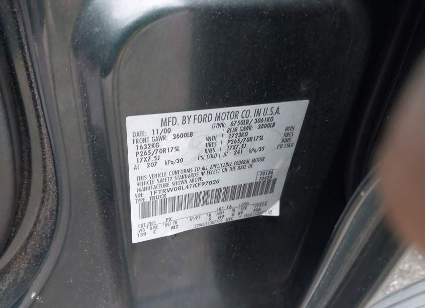 Photo 9 of 2001 Ford F-150 KING RANCH EDITION/LARIAT/XLT (VIN 1FTRW08L41KF97020)