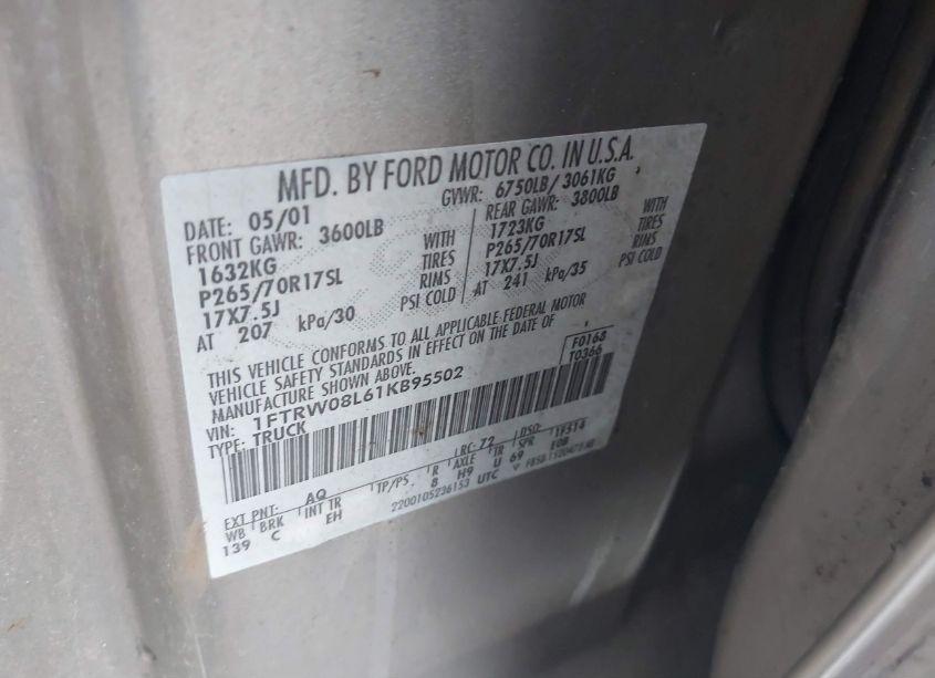 Photo 9 of 2001 Ford F-150 KING RANCH EDITION/LARIAT/XLT (VIN 1FTRW08L61KB95502)