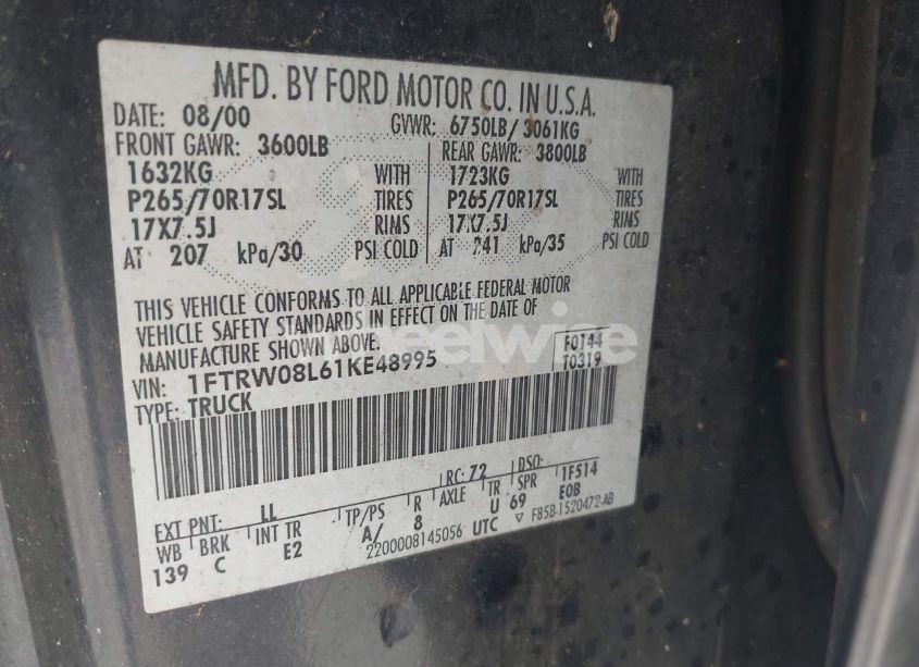 Photo 9 of 2001 Ford F-150 KING RANCH EDITION/LARIAT/XLT (VIN 1FTRW08L61KE48995)