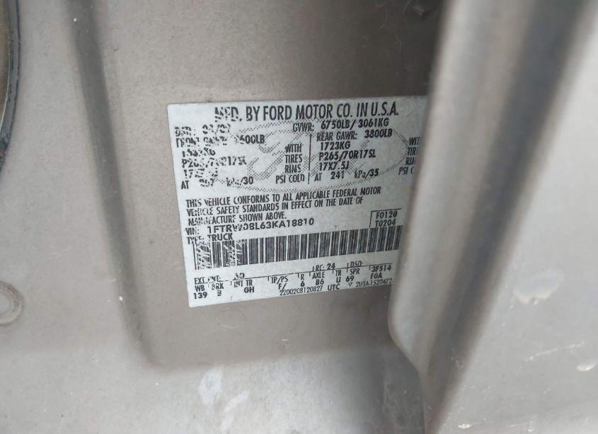 Photo 9 of 2003 Ford F-150 LARIAT/XLT (VIN 1FTRW08L63KA18810)