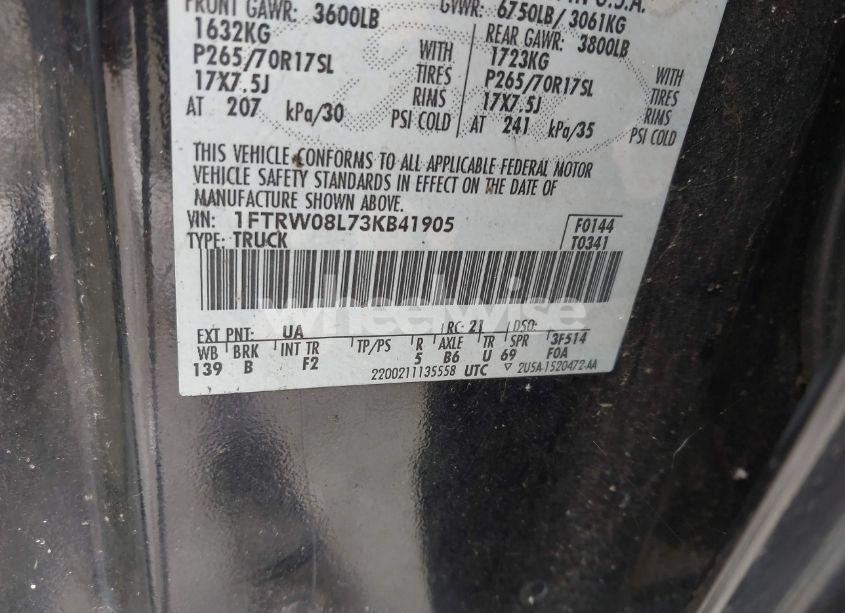 Photo 9 of 2003 Ford F-150 LARIAT/XLT (VIN 1FTRW08L73KB41905)