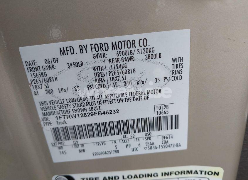 Photo 9 of 2009 Ford F-150 XL/XLT (VIN 1FTRW12829FB46232)