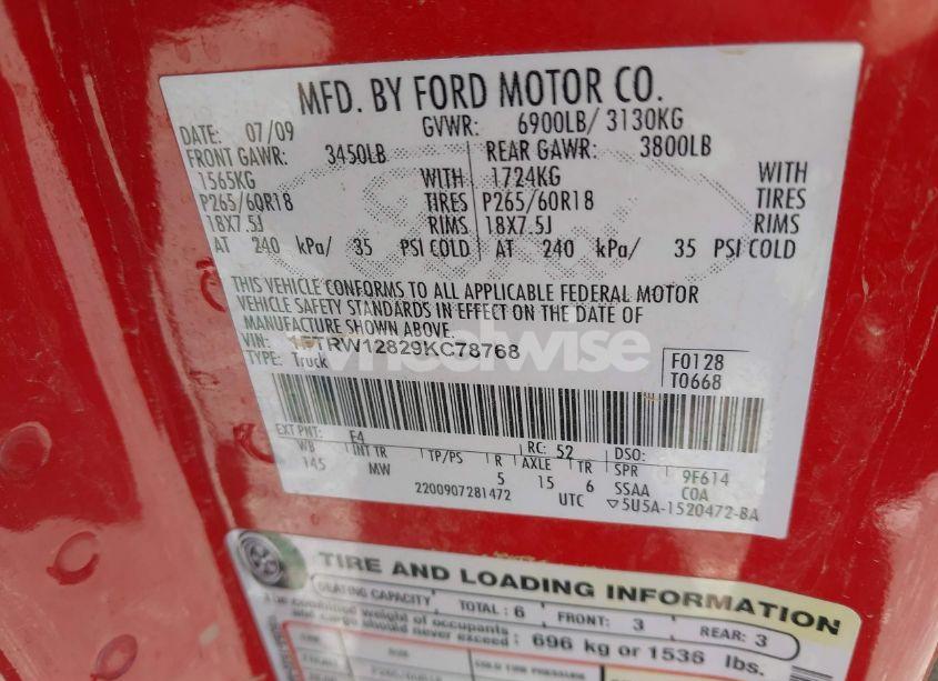 Photo 9 of 2009 Ford F-150 XL/XLT (VIN 1FTRW12829KC78768)