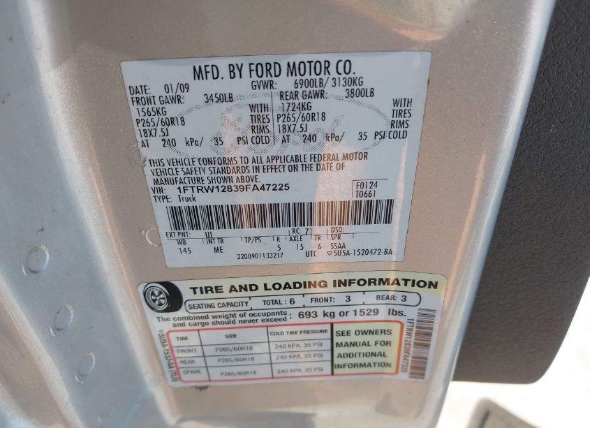 Photo 9 of 2009 Ford F-150 XL/XLT (VIN 1FTRW12839FA47225)