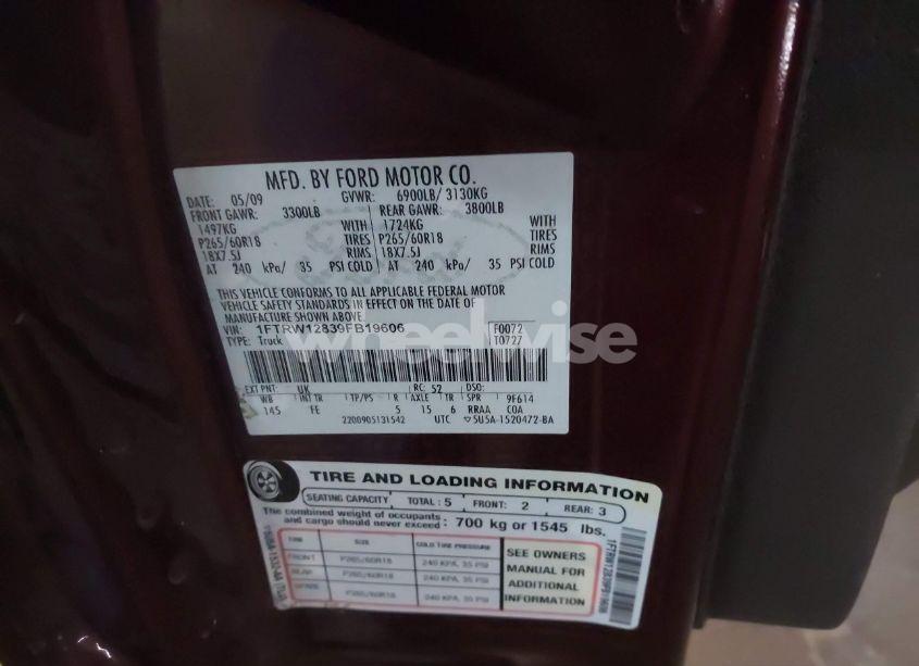 Photo 9 of 2009 Ford F-150 XL/XLT (VIN 1FTRW12839FB19606)