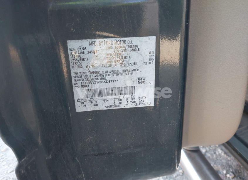 Photo 9 of 2005 Ford F-150 XLT (VIN 1FTRW12W05KD57977)