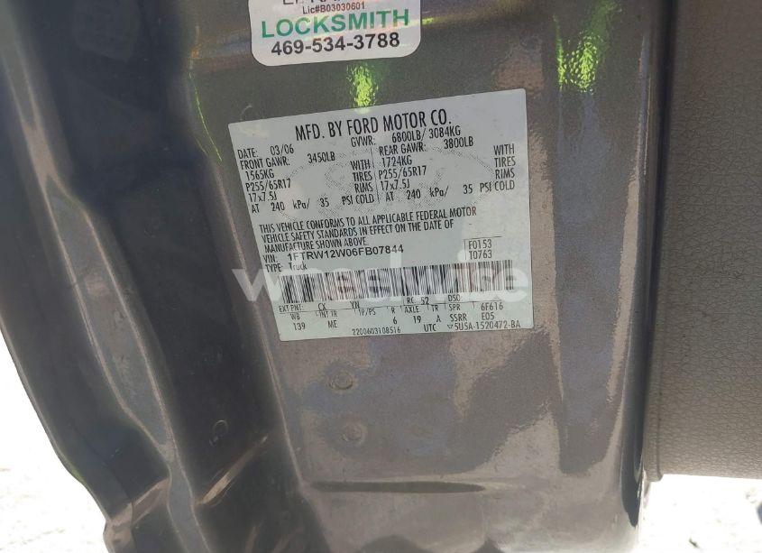 Photo 9 of 2006 Ford F-150 XLT (VIN 1FTRW12W06FB07844)