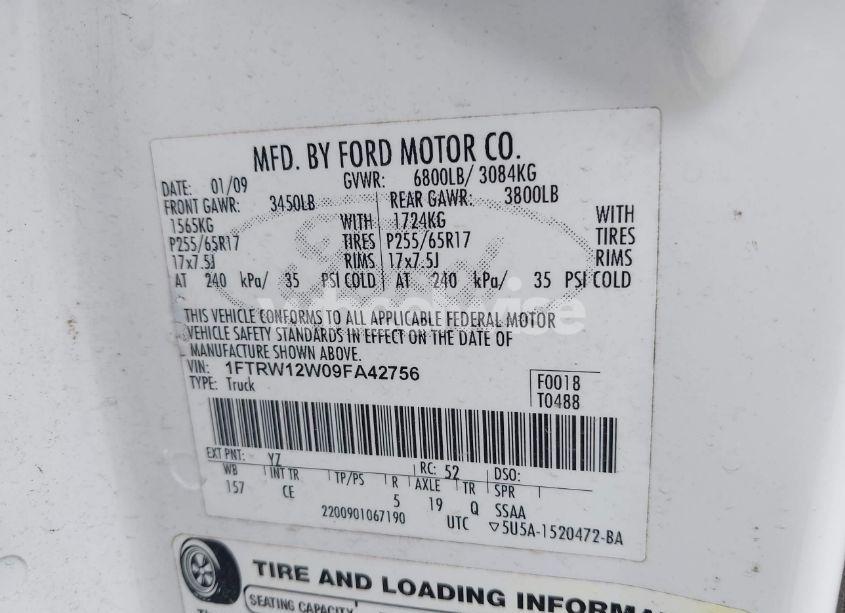 Photo 9 of 2009 Ford F-150 XL/XLT (VIN 1FTRW12W09FA42756)