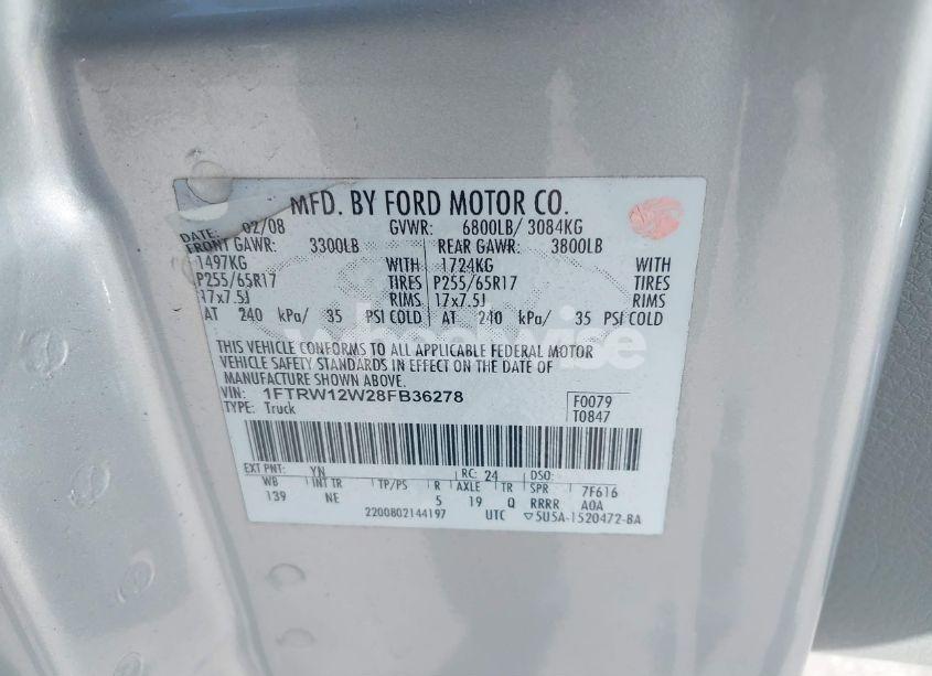 Photo 9 of 2008 Ford F-150 XL/XLT (VIN 1FTRW12W28FB36278)