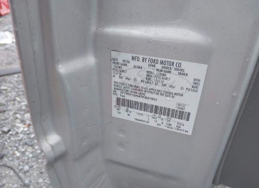 Photo 9 of 2007 Ford F-150 XLT (VIN 1FTRW12W47KB21903)