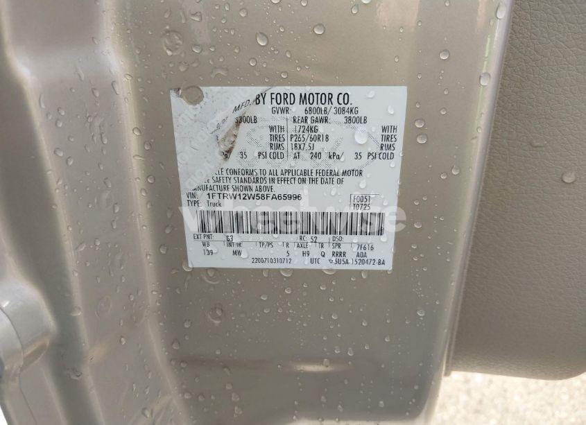 Photo 9 of 2008 Ford F-150 60TH ANNIVERSARY/FX2/XL/XLT (VIN 1FTRW12W58FA65996)