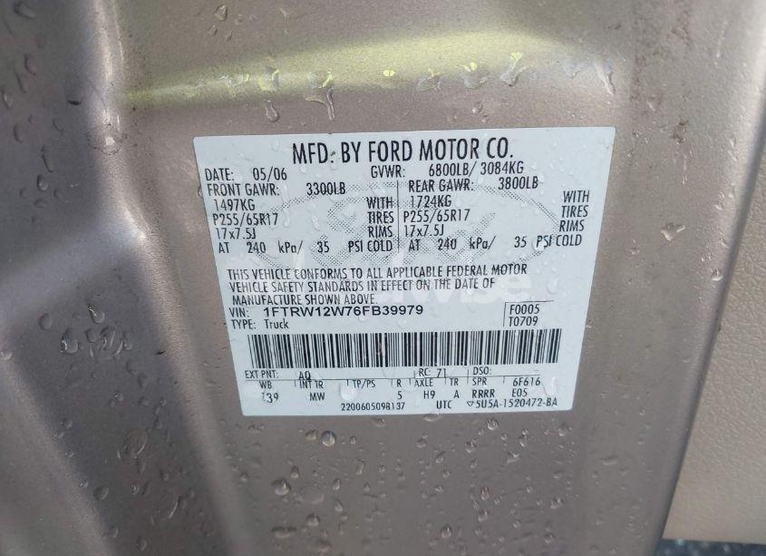 Photo 9 of 2006 Ford F-150 XLT (VIN 1FTRW12W76FB39979)