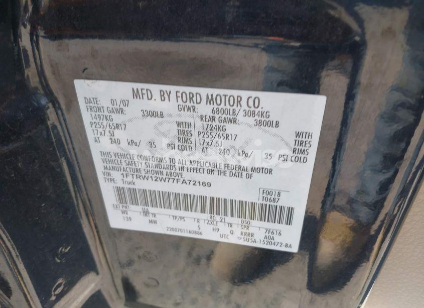 Photo 9 of 2007 Ford F-150 XLT (VIN 1FTRW12W77FA72169)