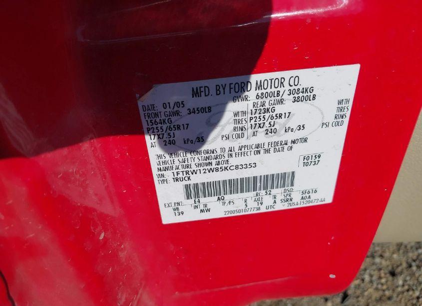 Photo 9 of 2005 Ford F-150 XLT (VIN 1FTRW12W85KC83353)