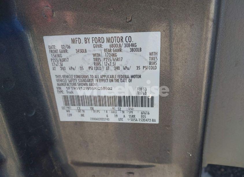 Photo 9 of 2006 Ford F-150 XLT (VIN 1FTRW12W86KC58602)