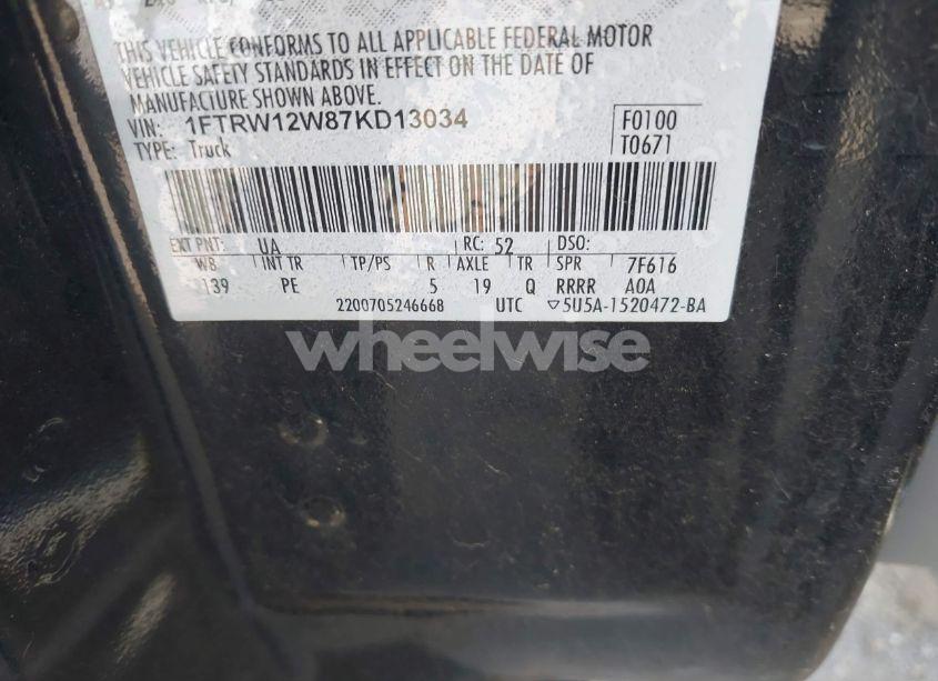 Photo 9 of 2007 Ford F-150 XLT (VIN 1FTRW12W87KD13034)