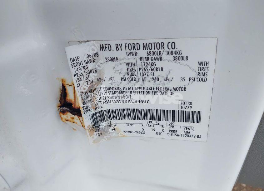 Photo 9 of 2008 Ford F-150 (VIN 1FTRW12W98KE94467)