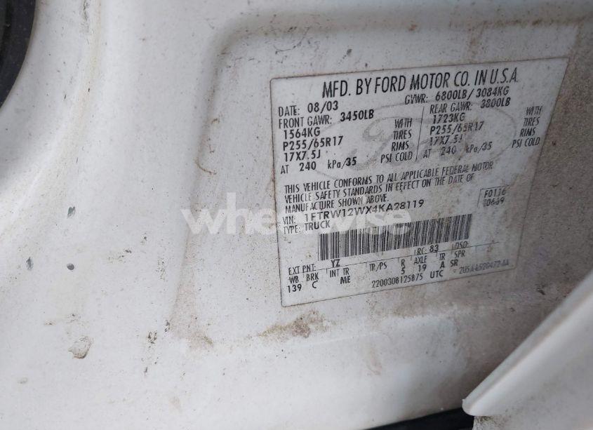 Photo 9 of 2004 Ford F-150 XLT (VIN 1FTRW12WX4KA28119)