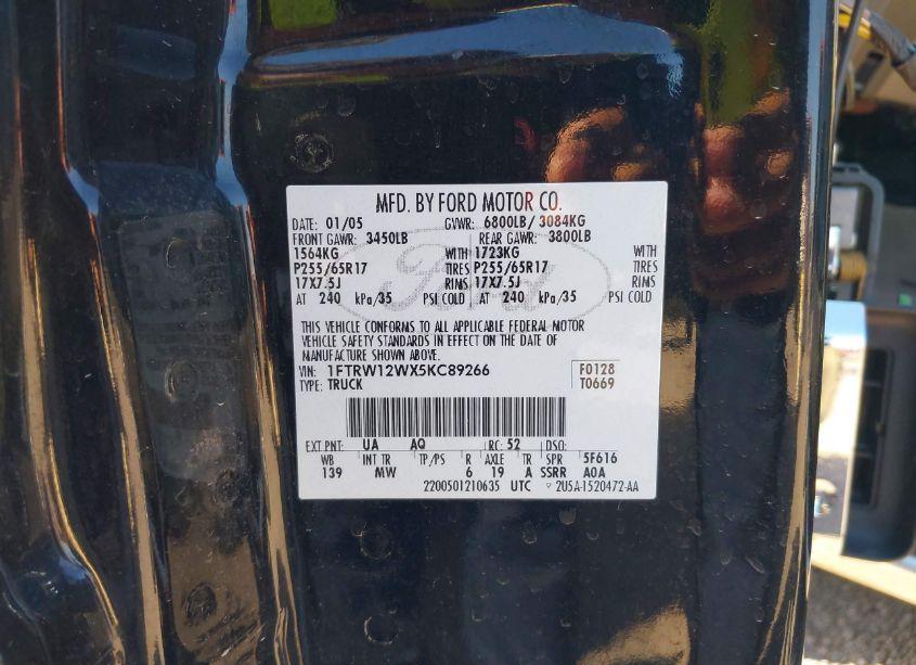 Photo 9 of 2005 Ford F-150 XLT (VIN 1FTRW12WX5KC89266)