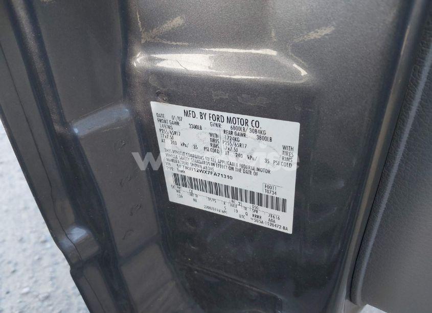 Photo 9 of 2007 Ford F-150 XLT (VIN 1FTRW12WX7FA71310)