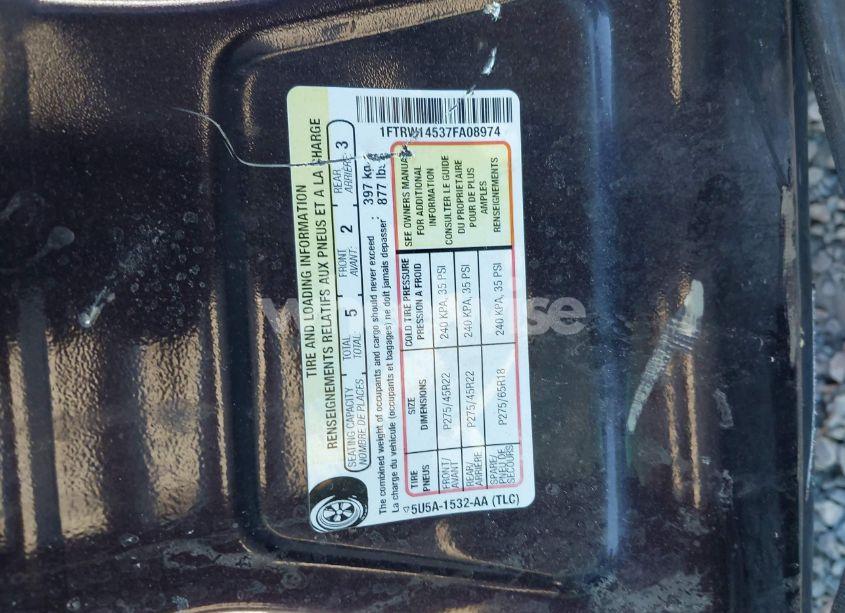 Photo 9 of 2007 Ford F-150 LARIAT (VIN 1FTRW14537FA08974)