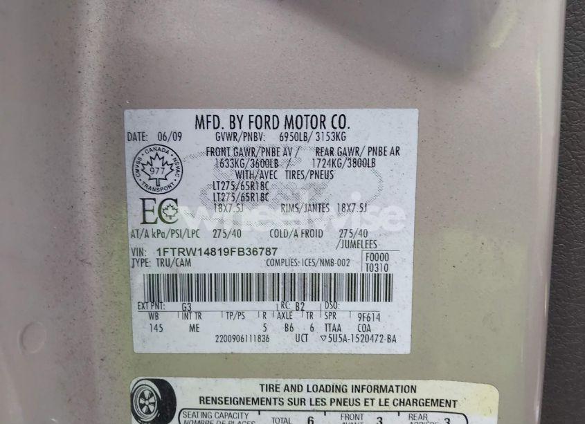 Photo 9 of 2009 Ford F-150 XL/XLT (VIN 1FTRW14819FB36787)