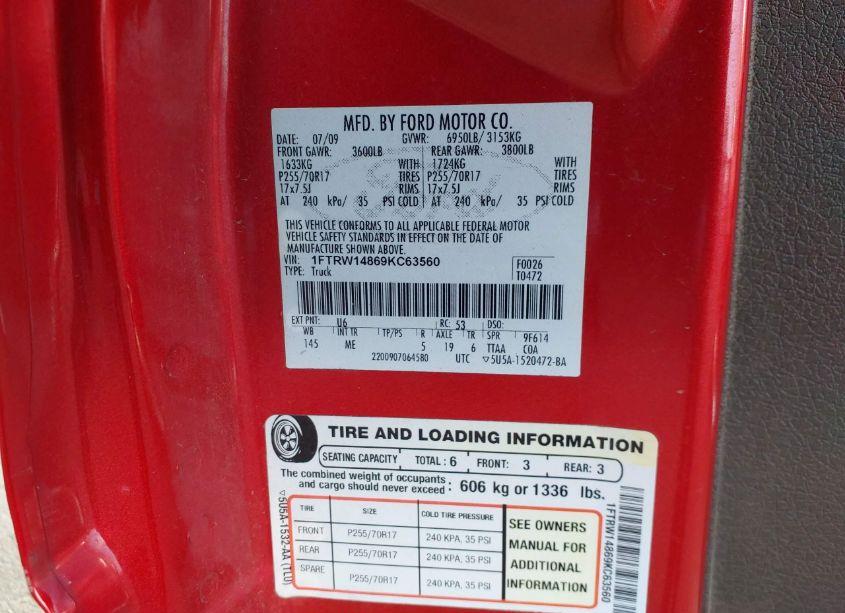 Photo 9 of 2009 Ford F-150 XL/XLT (VIN 1FTRW14869KC63560)