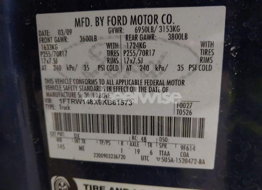 Photo 9 of 2009 Ford F-150 XL/XLT (VIN 1FTRW148X9KB81573)