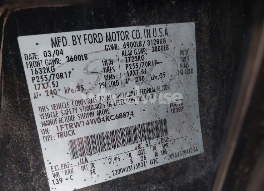 Photo 9 of 2004 Ford F-150 XLT (VIN 1FTRW14W04KC68874)